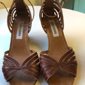 Brown wedges with ankle strap